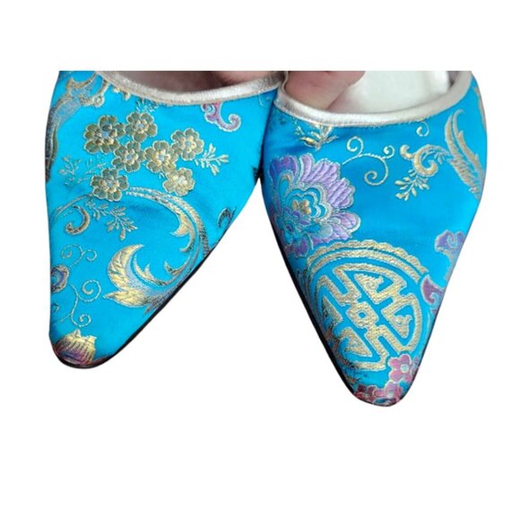 Isaac Mizrahi Turquoise Blue slip- on Mules Textile Size 8 B - Picture 7 of 12